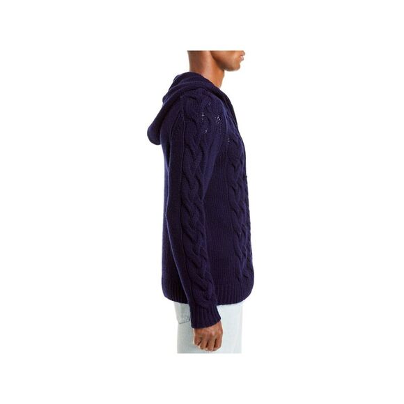 THE MENS STORE Mens Navy Collarless Full Zip Wool Blend Sweater XXL - Picture 3 of 4